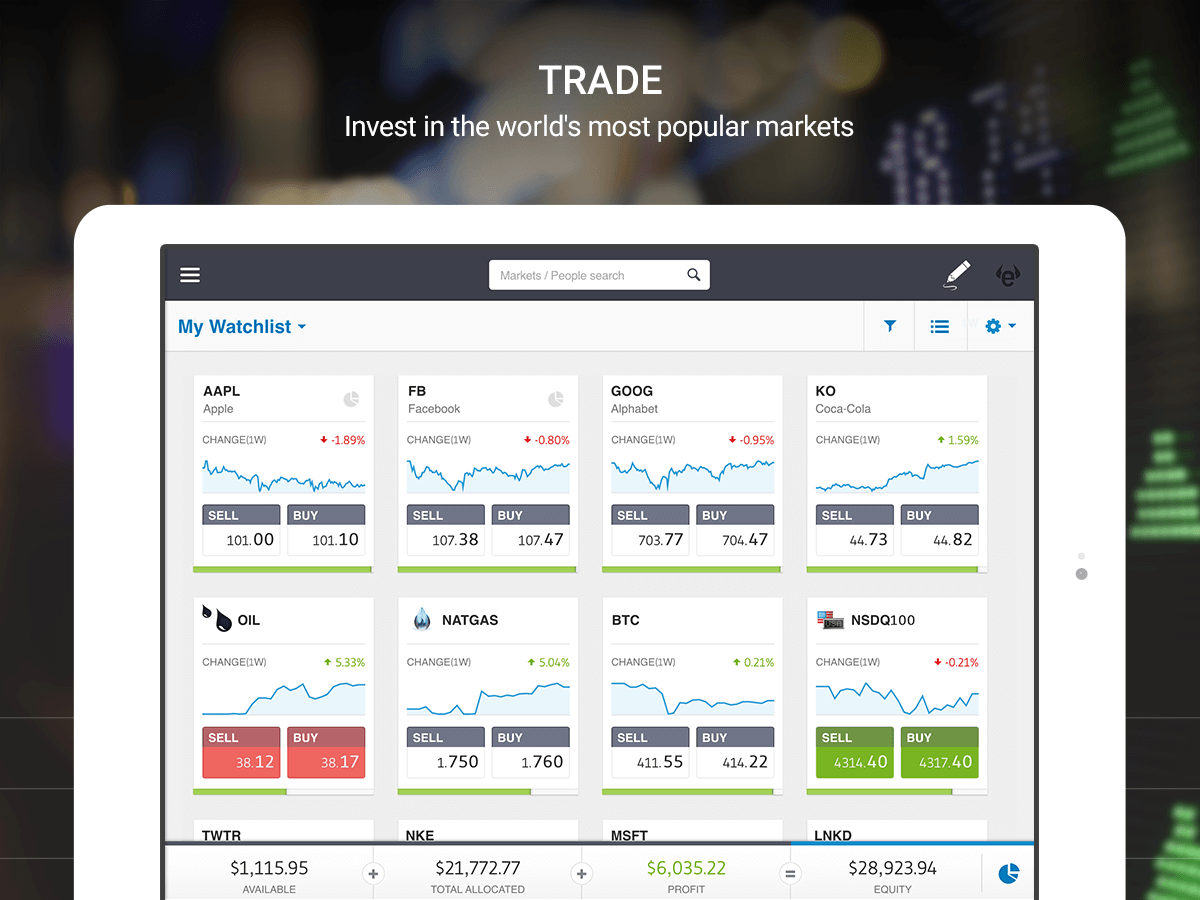 eToro har en par markedets bedste trading-platforme