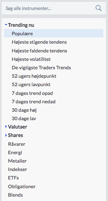 instrumenter hos markets